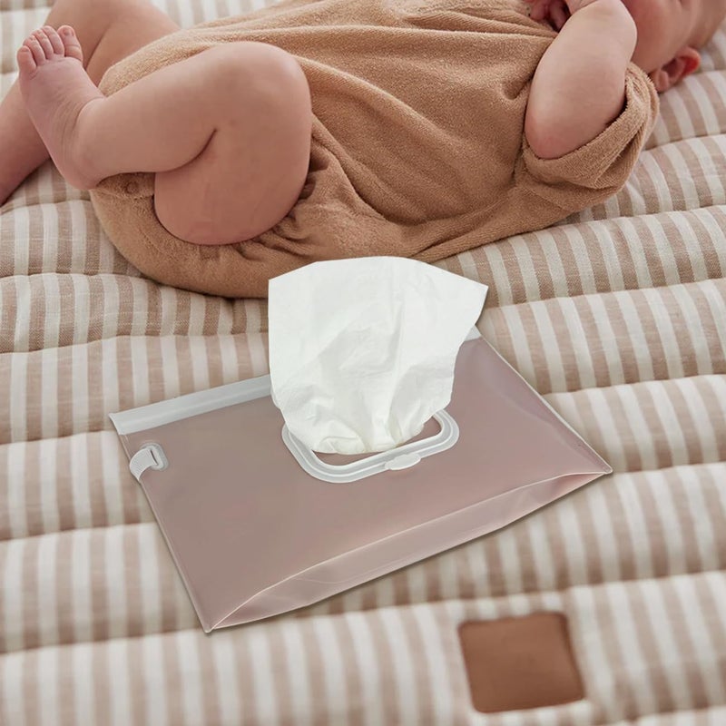 eoscasely Wipe Dispenser,2-Pack Portable Refillable Wipe Container,Reusable Travel Baby Wipes Dispenser, Waterproof and Dustproof(Blush Pink & Cream) - Image 2